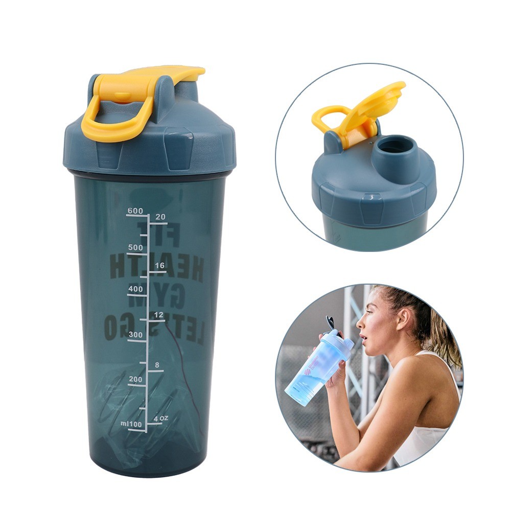 Fitnes Üçün Shaker 600ml Tutuma Sahib Rengli Su qabı